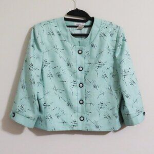 Henry Lee petites Vintage green with  black  lines 3/4 sleeve summer jacket